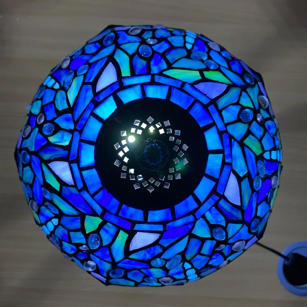 Tiffany Lamp 10 Inch Sapphire Dragonfly Stained - Image 4