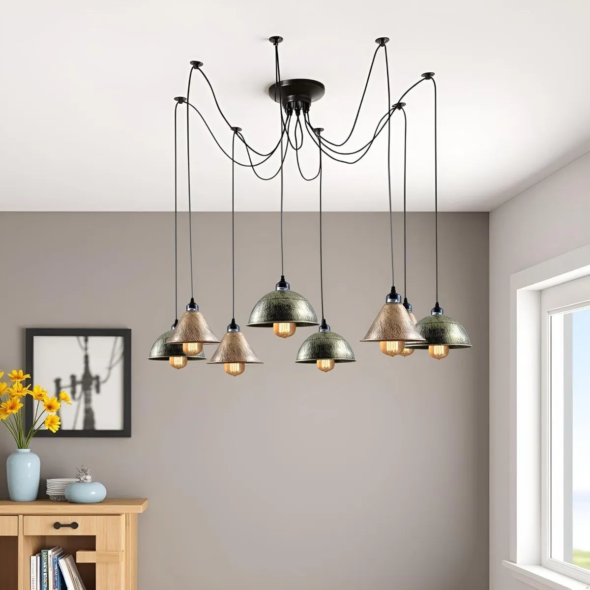 8 Head Spider Pendant Light with Adjustable 2m - Image 2