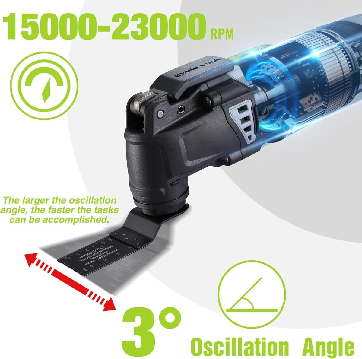 300W Oscillating Multi Tool Kit Rpm 7 Speed - Image 3