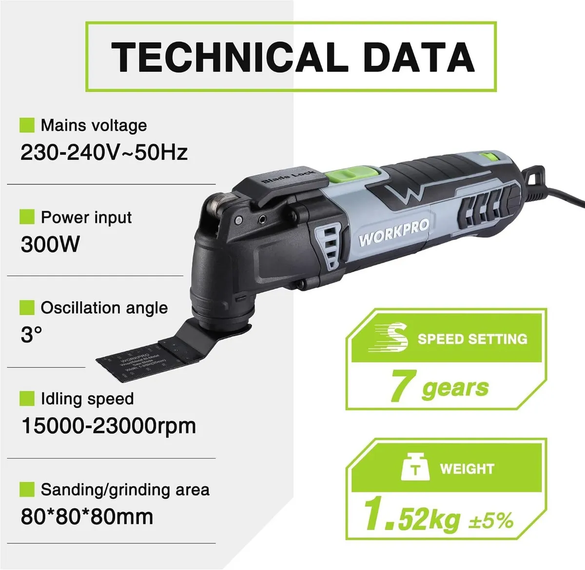 300W Oscillating Multi Tool Kit Rpm 7 Speed - Image 2