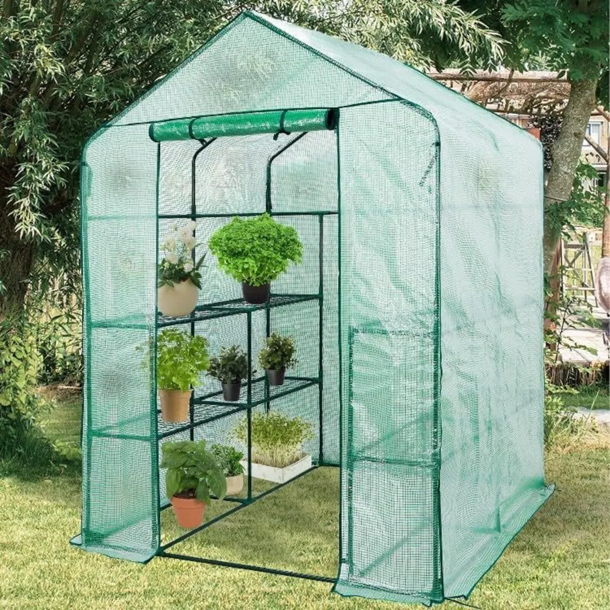 Greenhouse with Waterproof Cover Pe Steel Planters - Image 2