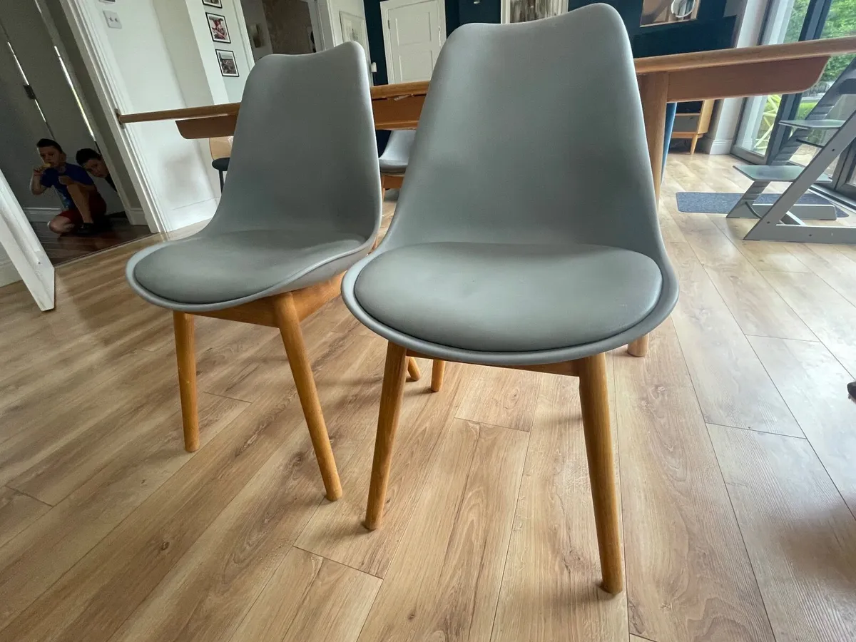 4 MADE.com grey oak leg chairs - Image 3