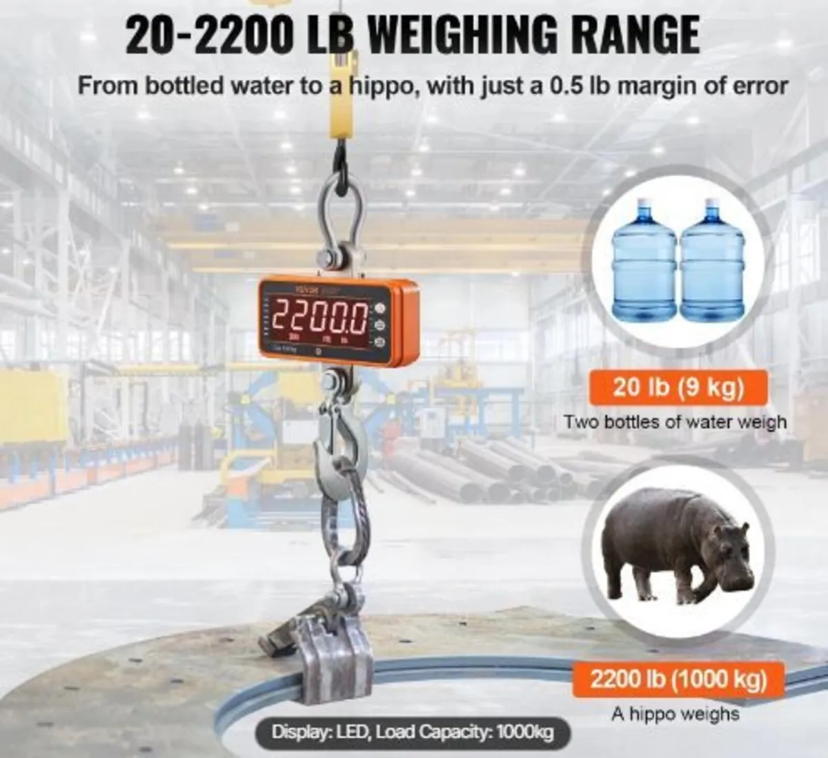 Digital Crane Scale, 2200 lbs/1000 kg, - Image 4