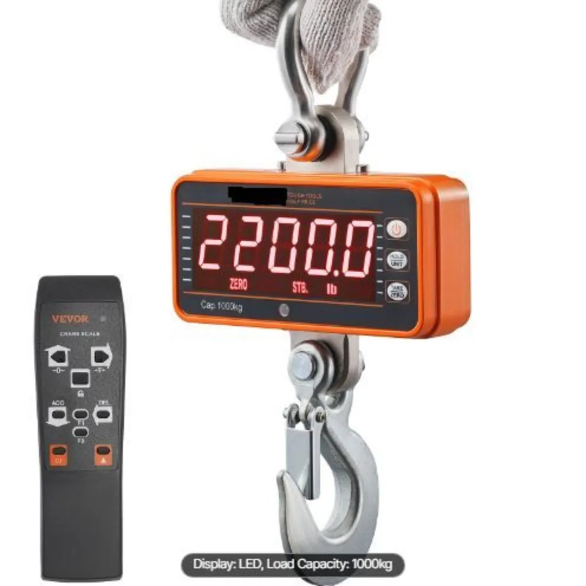 Digital Crane Scale, 2200 lbs/1000 kg, - Image 1