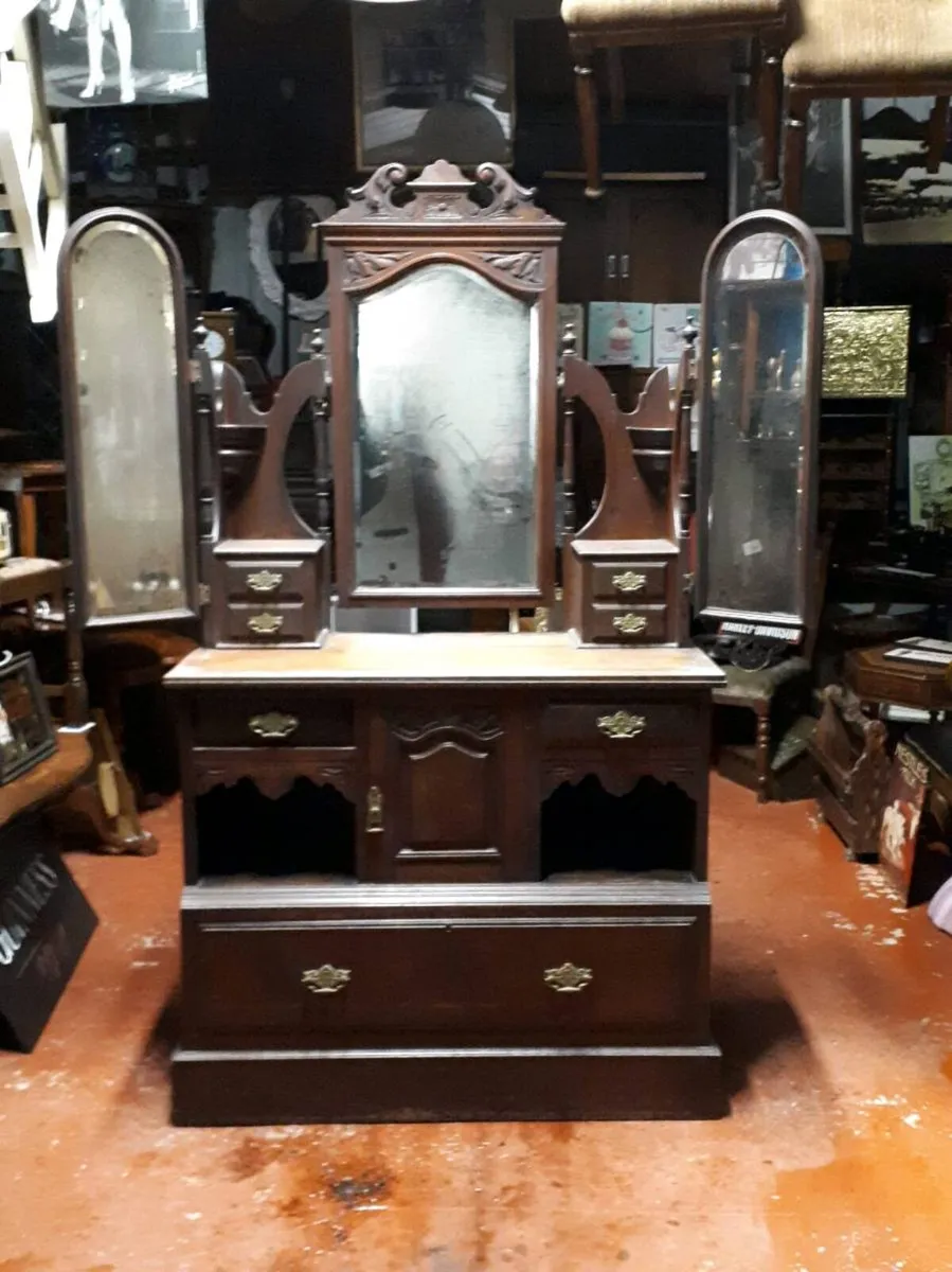 Victorian Triple Mirror Dressing Table - Image 2