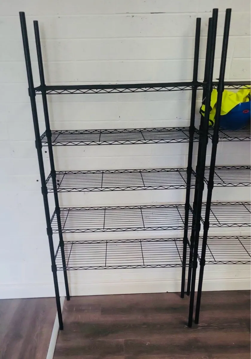 5 UNITS BLACK STEEL STORAGE SHELVING RACKING - Image 4