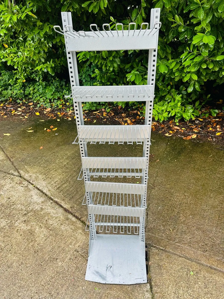 SILVER DISPLAY STAND WITH HOOKS HEAVY DUTY - Image 1