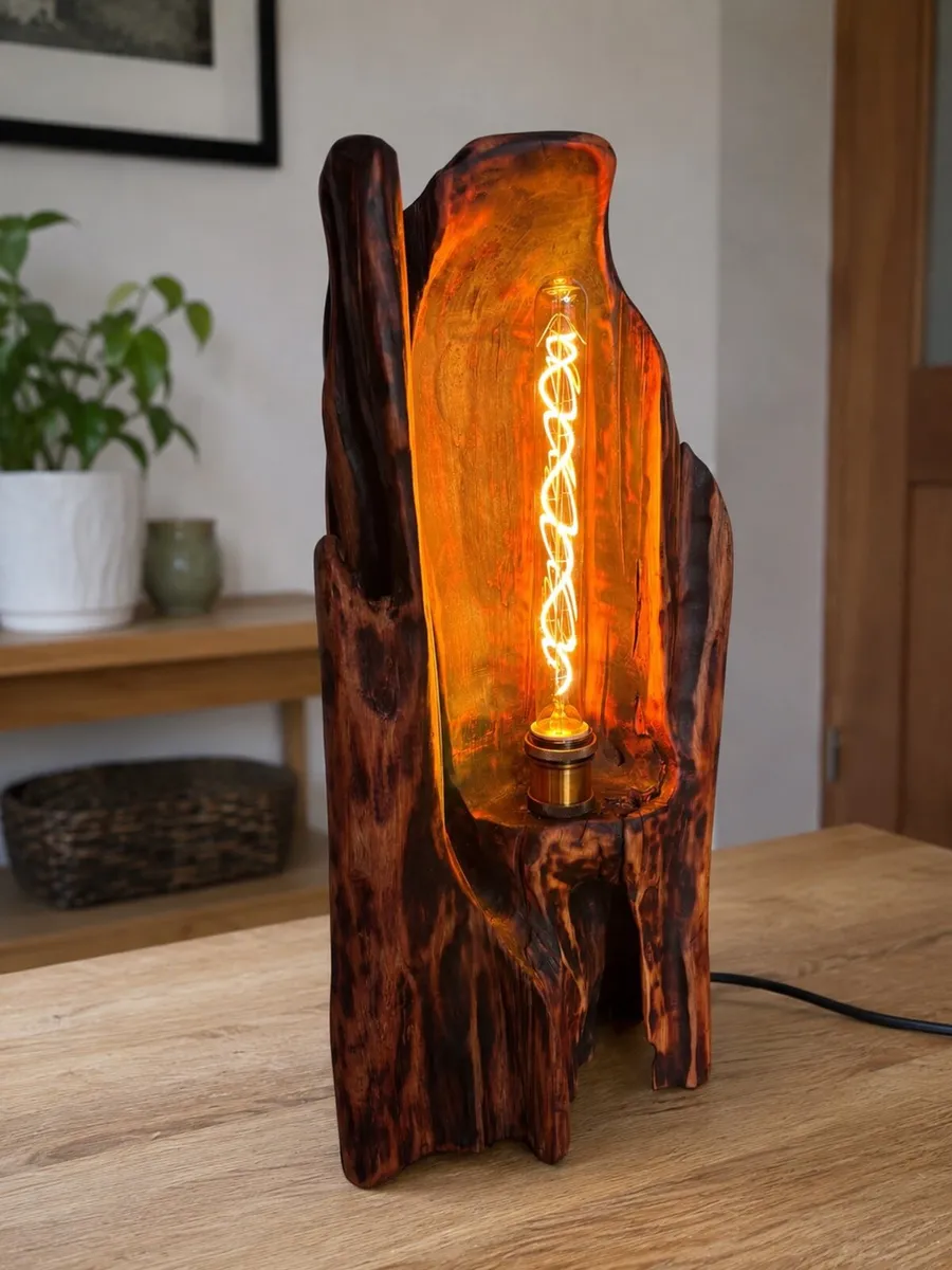 Hand-Carved Driftwood Lamp - Tall 60cm Piece - Image 2
