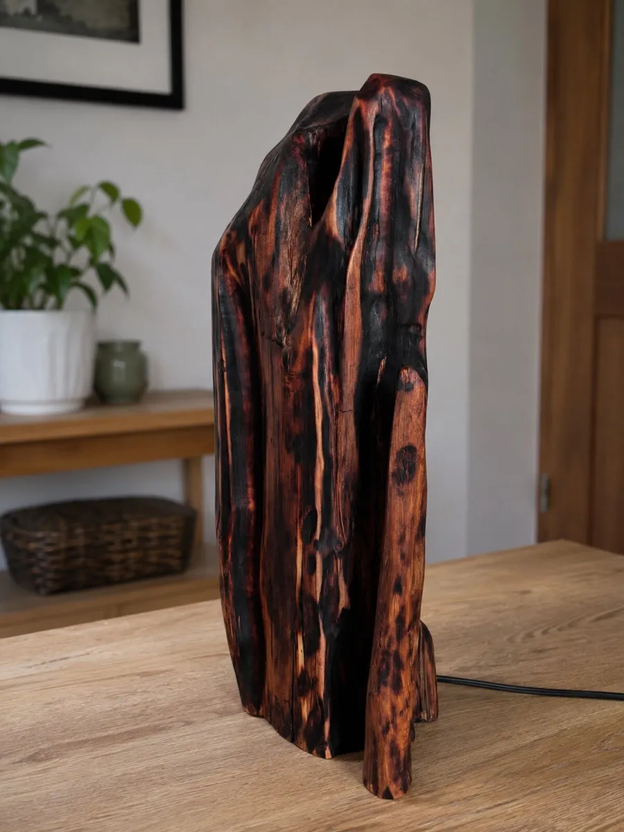 Hand-Carved Driftwood Lamp - Tall 60cm Piece - Image 3
