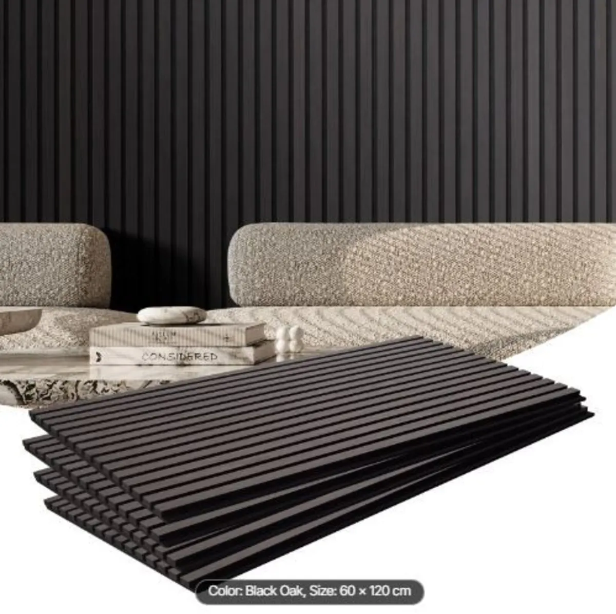 Wood Slat Acoustic Panels, 23.6 x 47.2 inch - Image 1