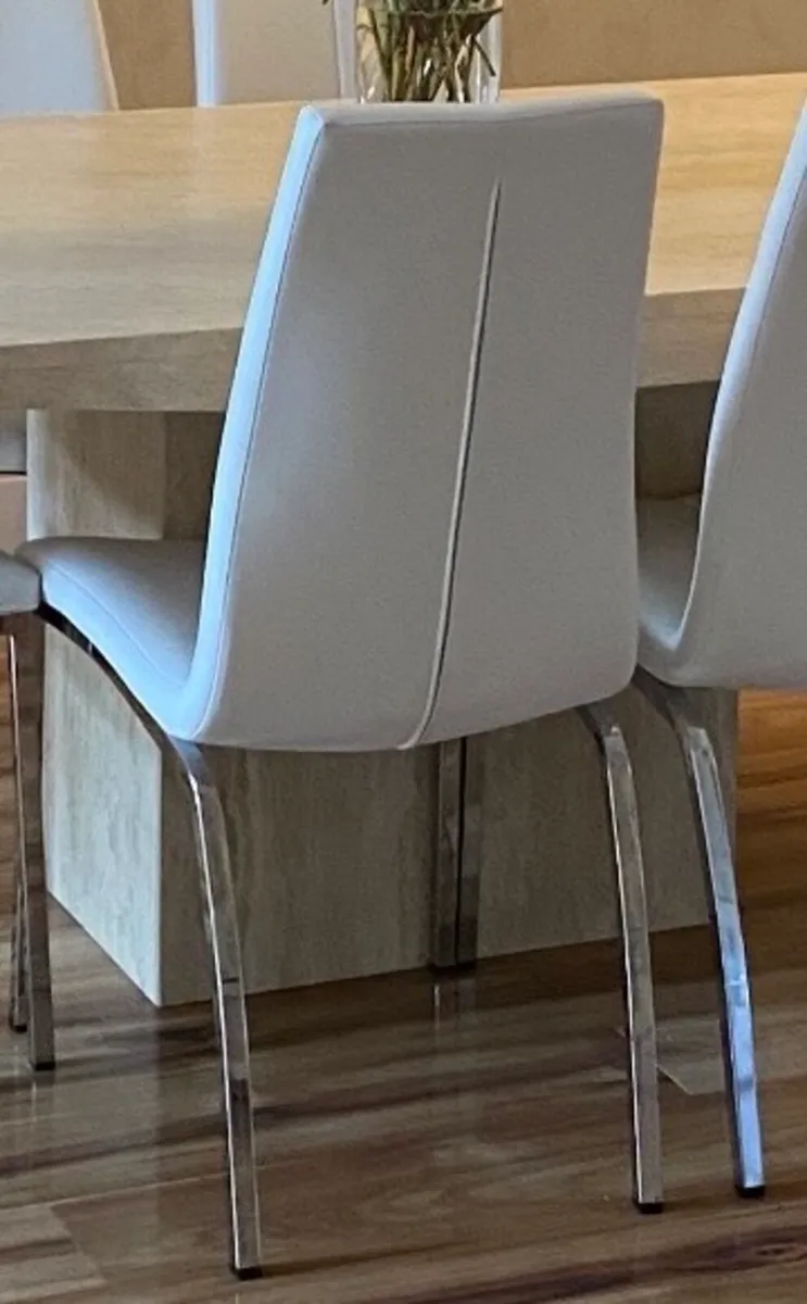 Jysk Dining Chair, white faux leather / chrome - Image 1
