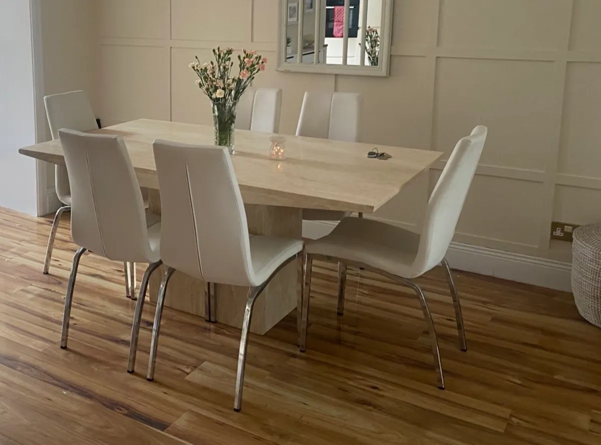 Jysk Dining Chair, white faux leather / chrome - Image 2