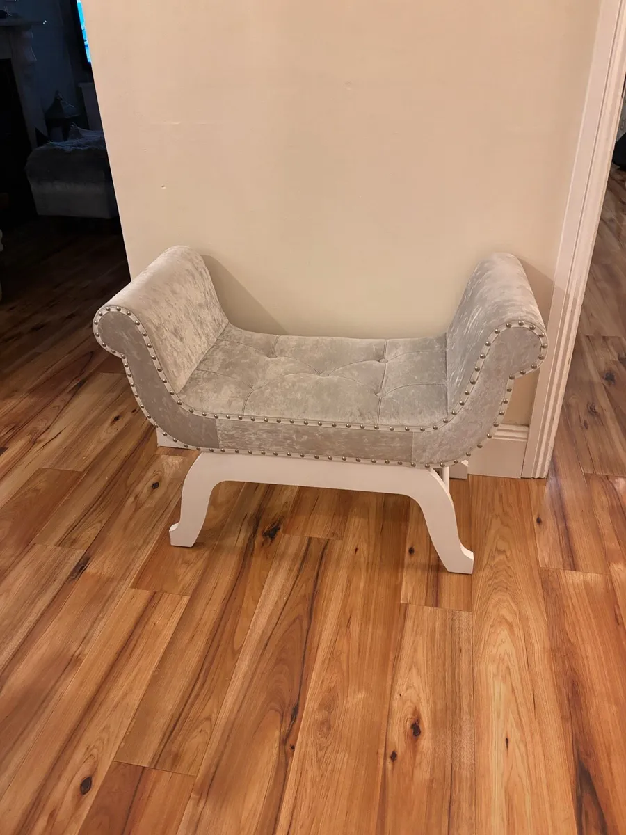 Grey/Silver velvet studded love seat