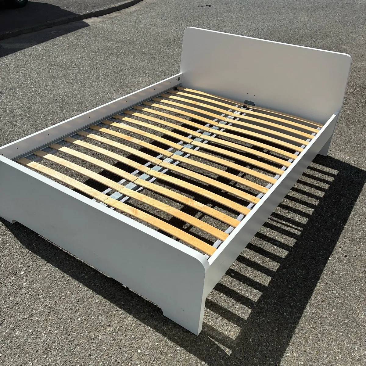 White ikea Double Bed Frame & Mattress - Image 3