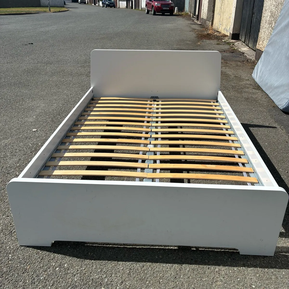 White ikea Double Bed Frame & Mattress - Image 4