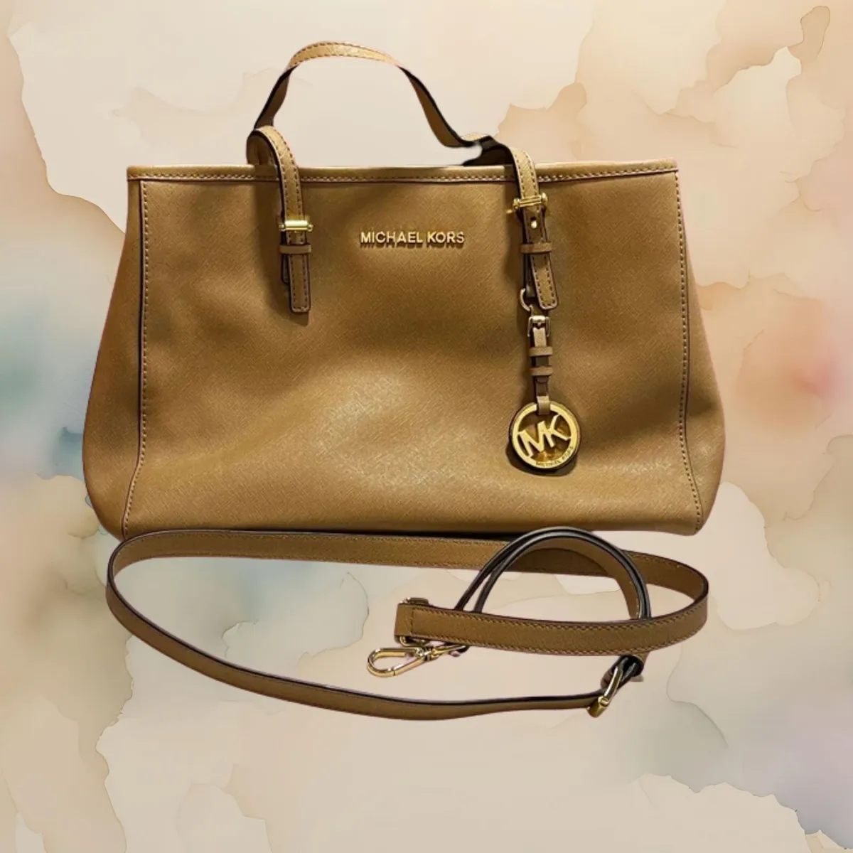 Michael Kors Tan Saffiano Leather Handbag - Image 1