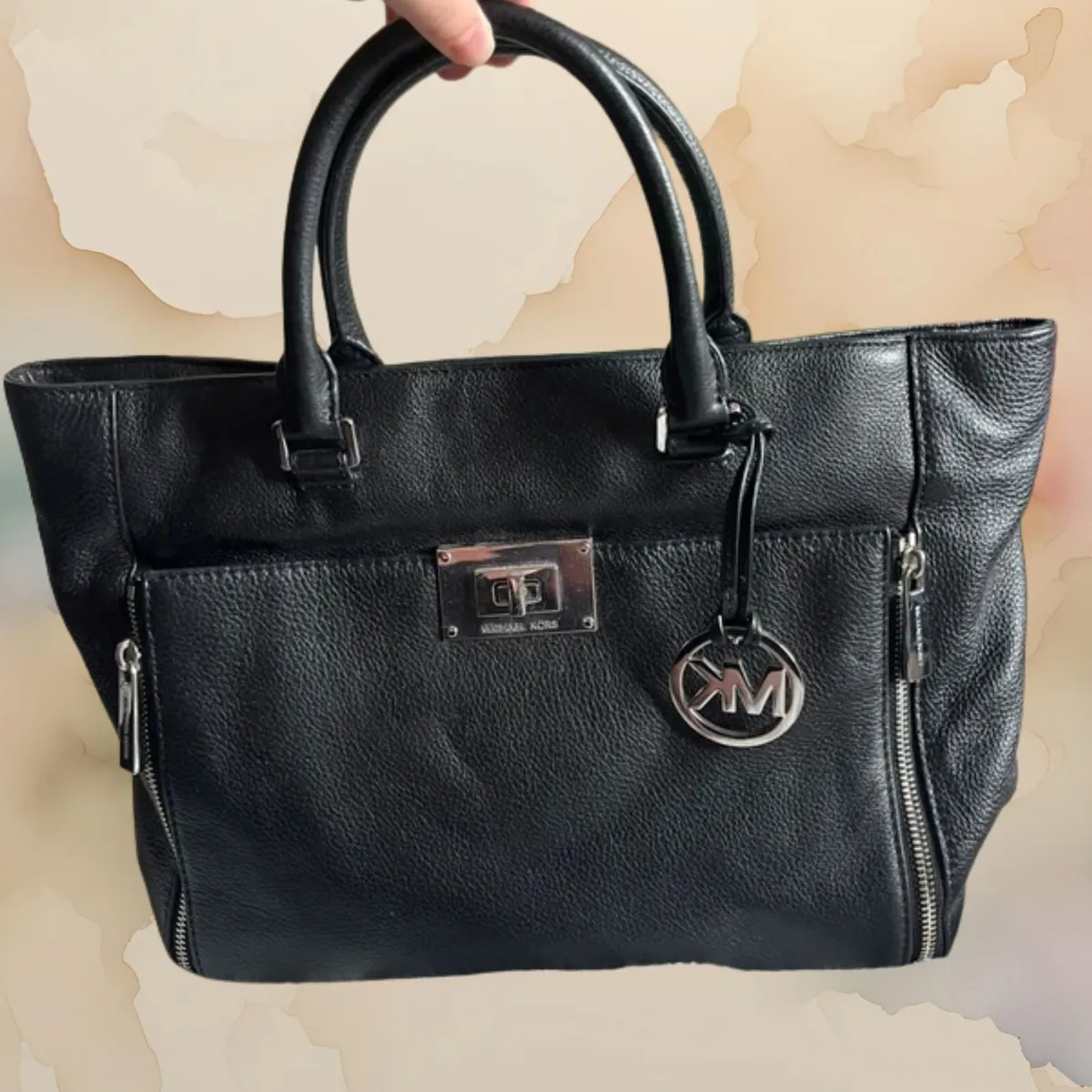 Michael Kors Black Pebbled Leather Handbag - Image 1