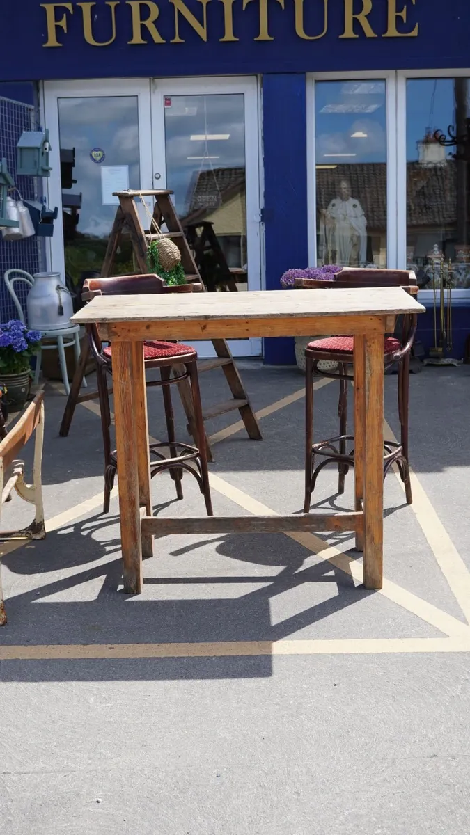 Vintage Rustic Pine Bar Table - Image 1