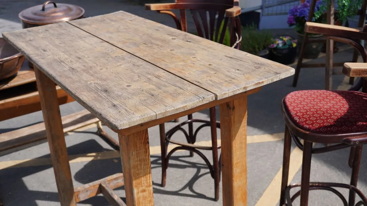 Vintage Rustic Pine Bar Table - Image 4
