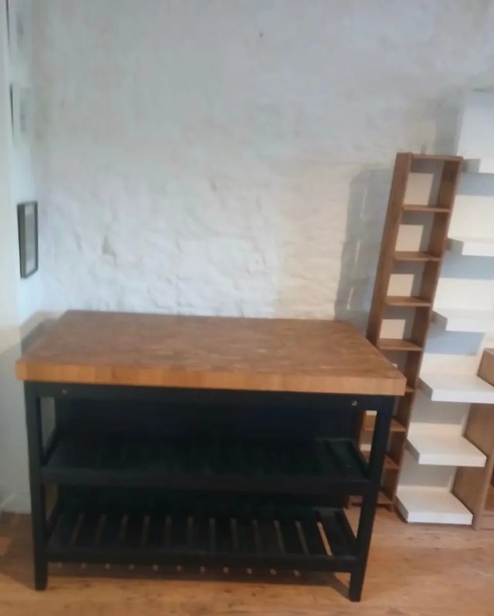 ikea kitchen island unit and storage shelving units - Image 3