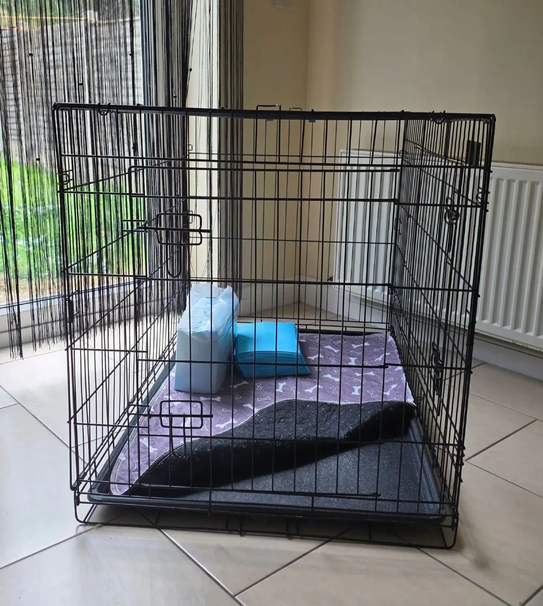 XL Foldable Dog Crate with Puppy Training Pads - Image 1