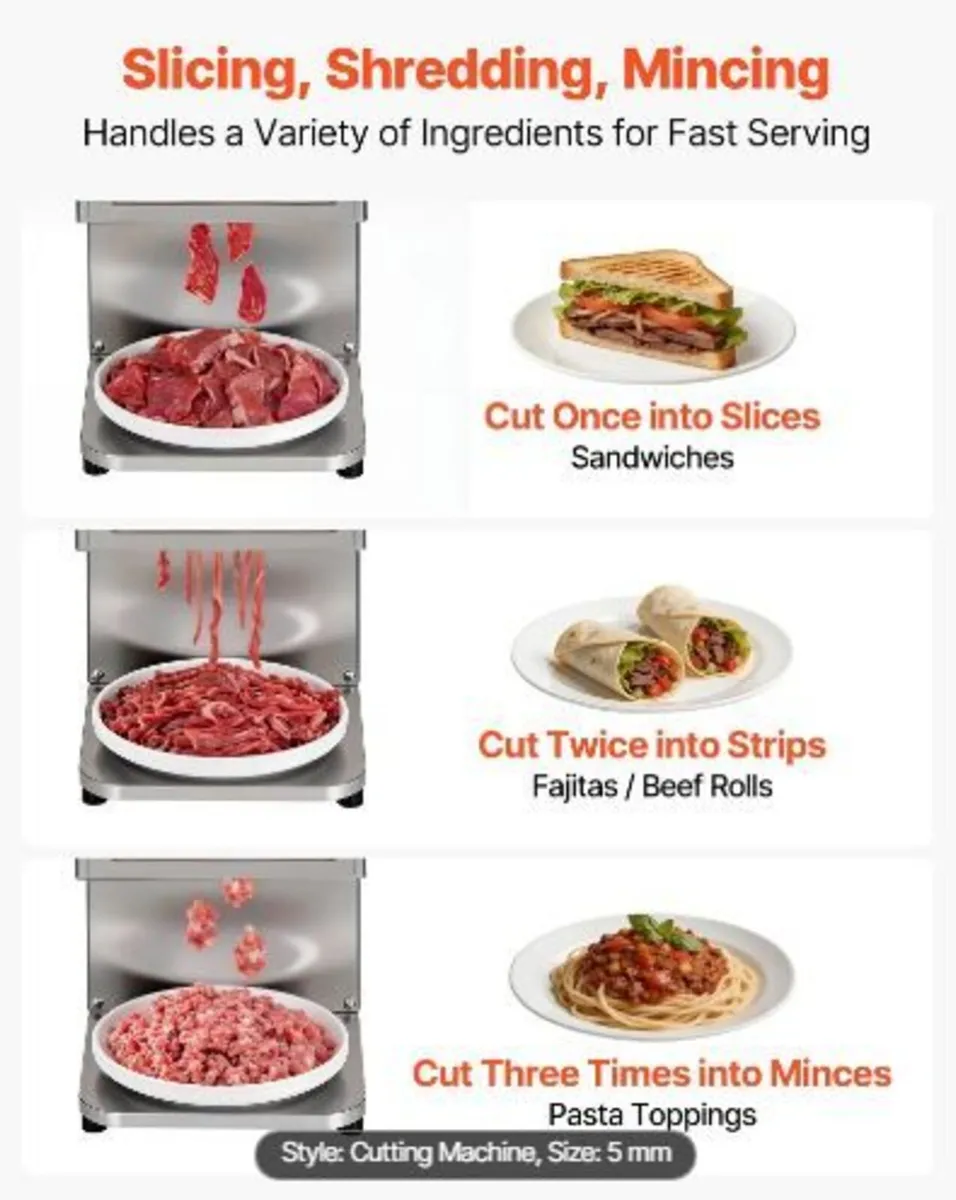 Meat Cutting Machine, 850W Commercial Slicer - Image 4