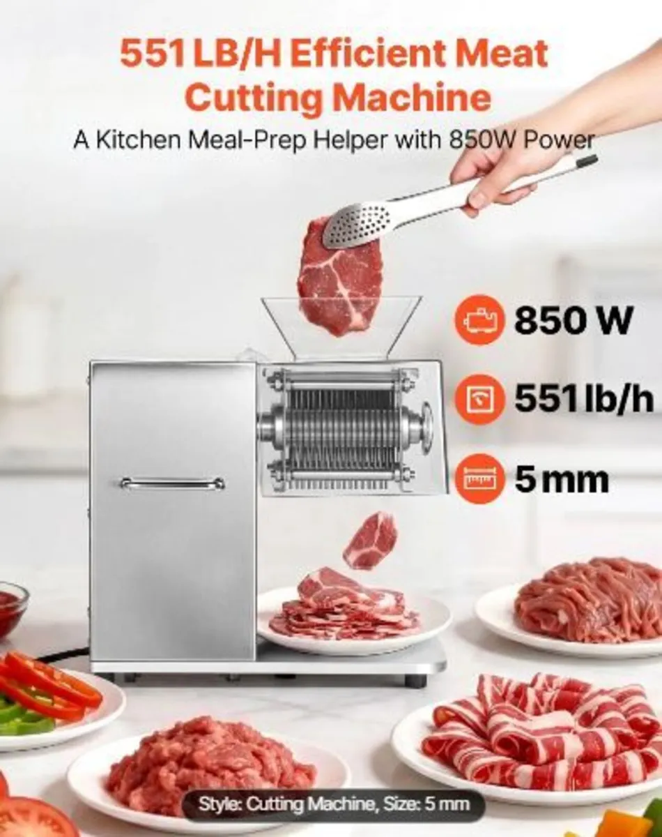 Meat Cutting Machine, 850W Commercial Slicer - Image 2