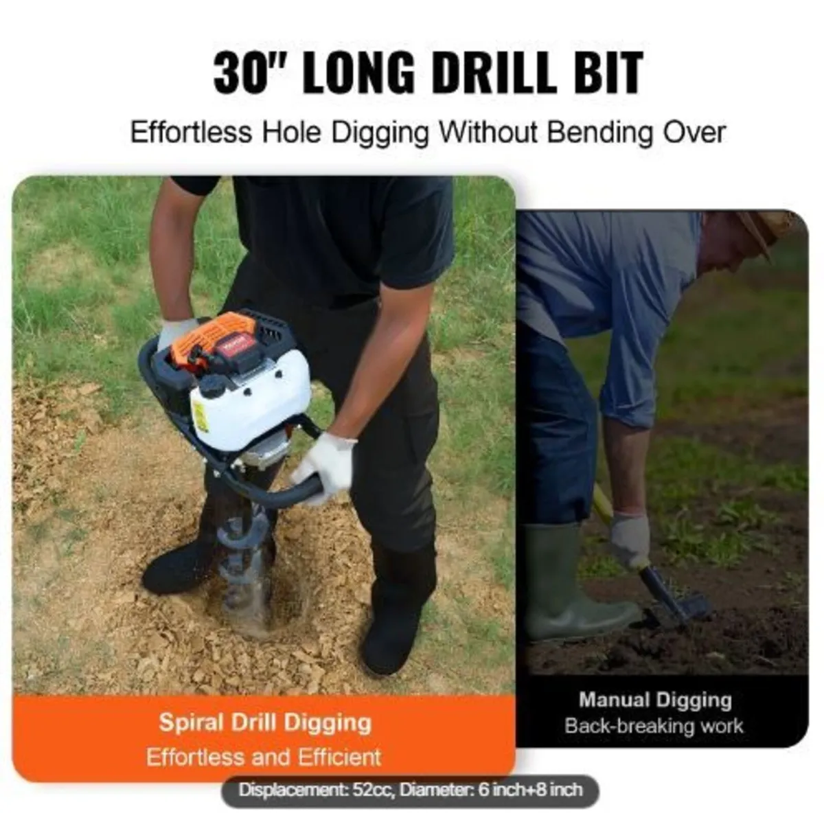 Post Hole Digger Gas Powered, 52CC 1450W - Image 4