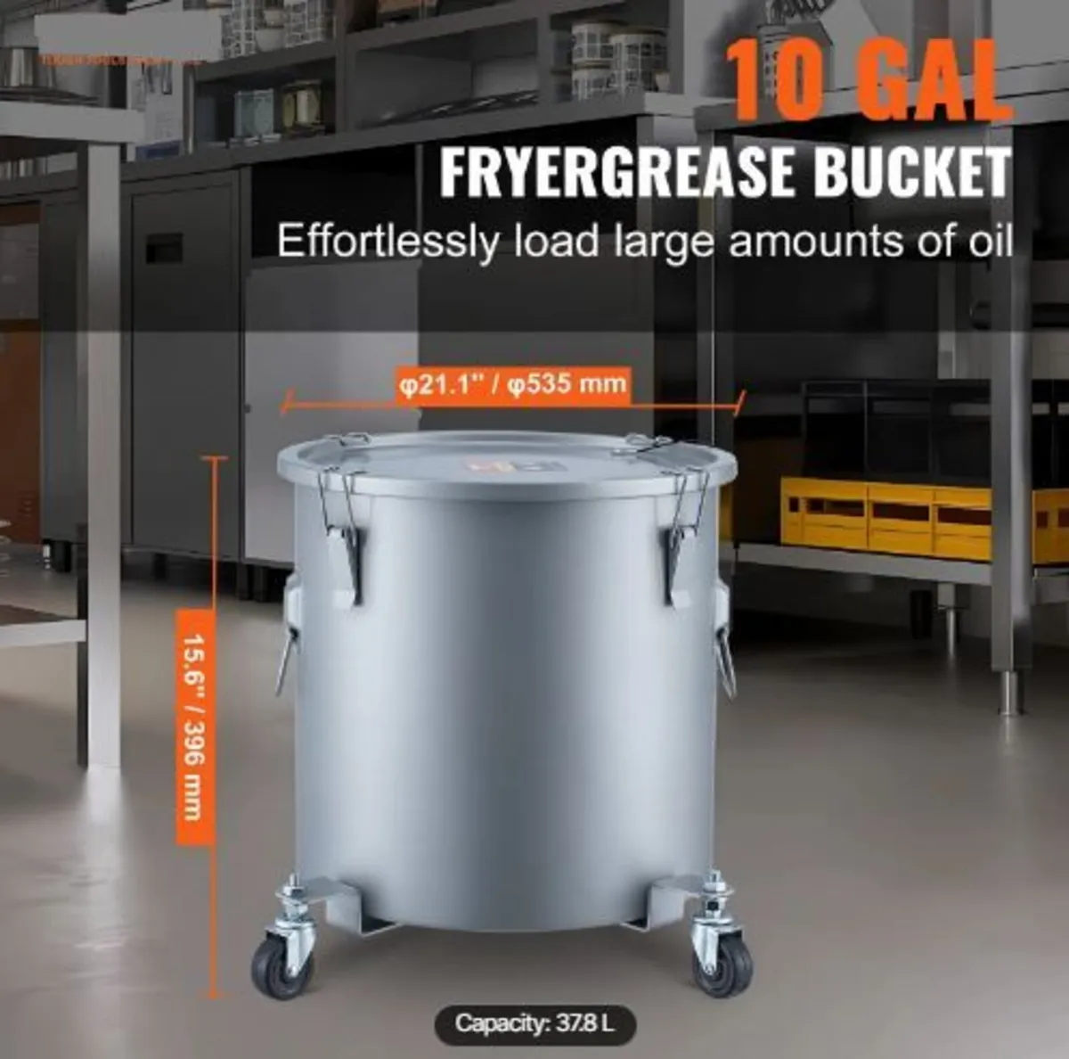 Fryer Grease Bucket, 10 Gal Oil Disposal - Image 2