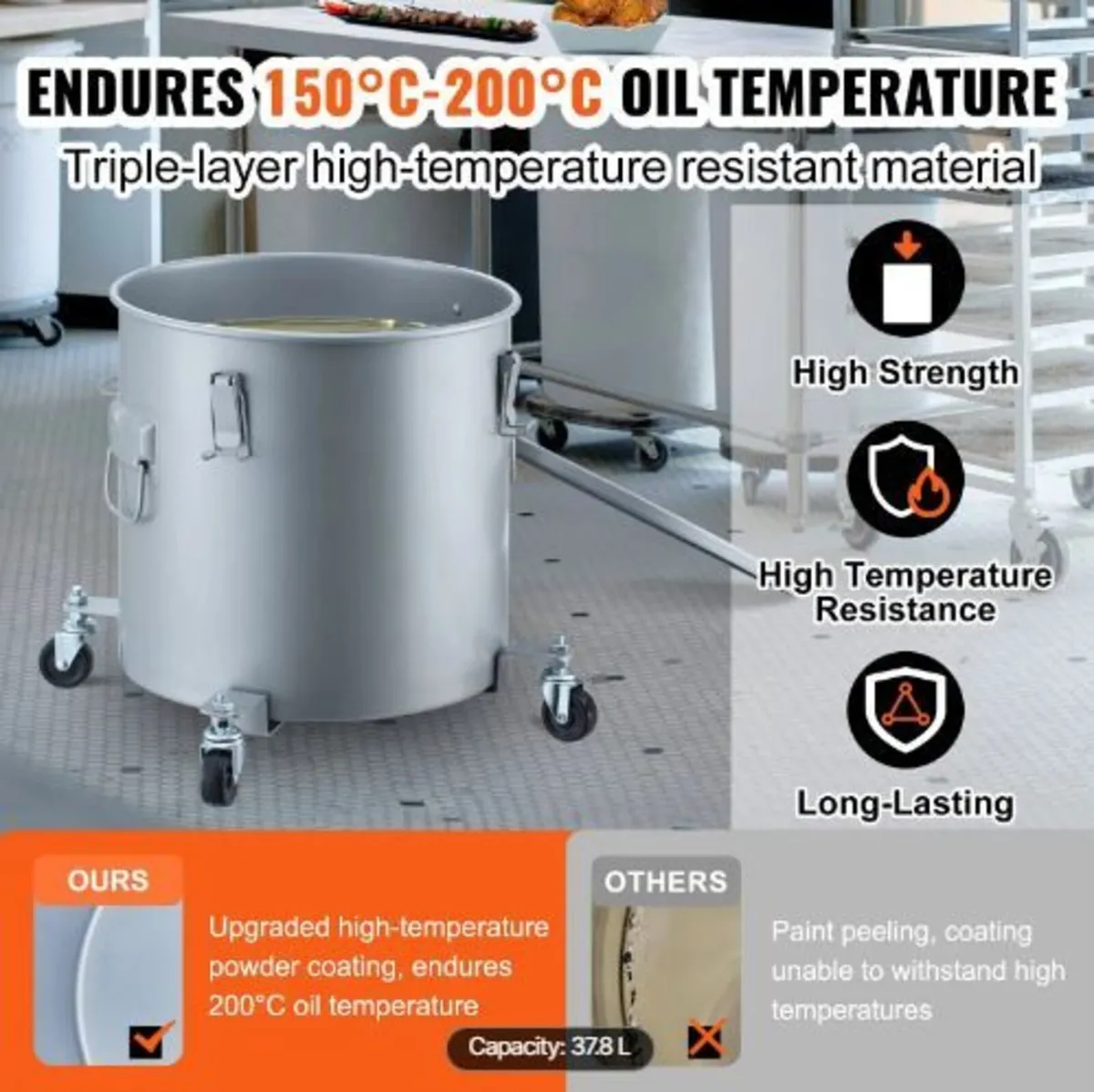 Fryer Grease Bucket, 10 Gal Oil Disposal - Image 3