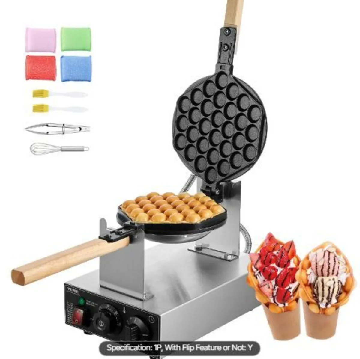 Commercial Bubble Waffle Maker, 1400W - Image 2