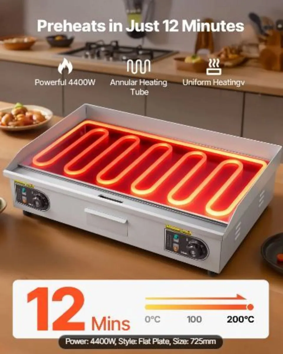 Commercial Electric Griddle, 725 x 400 mm, 4400W - Image 2