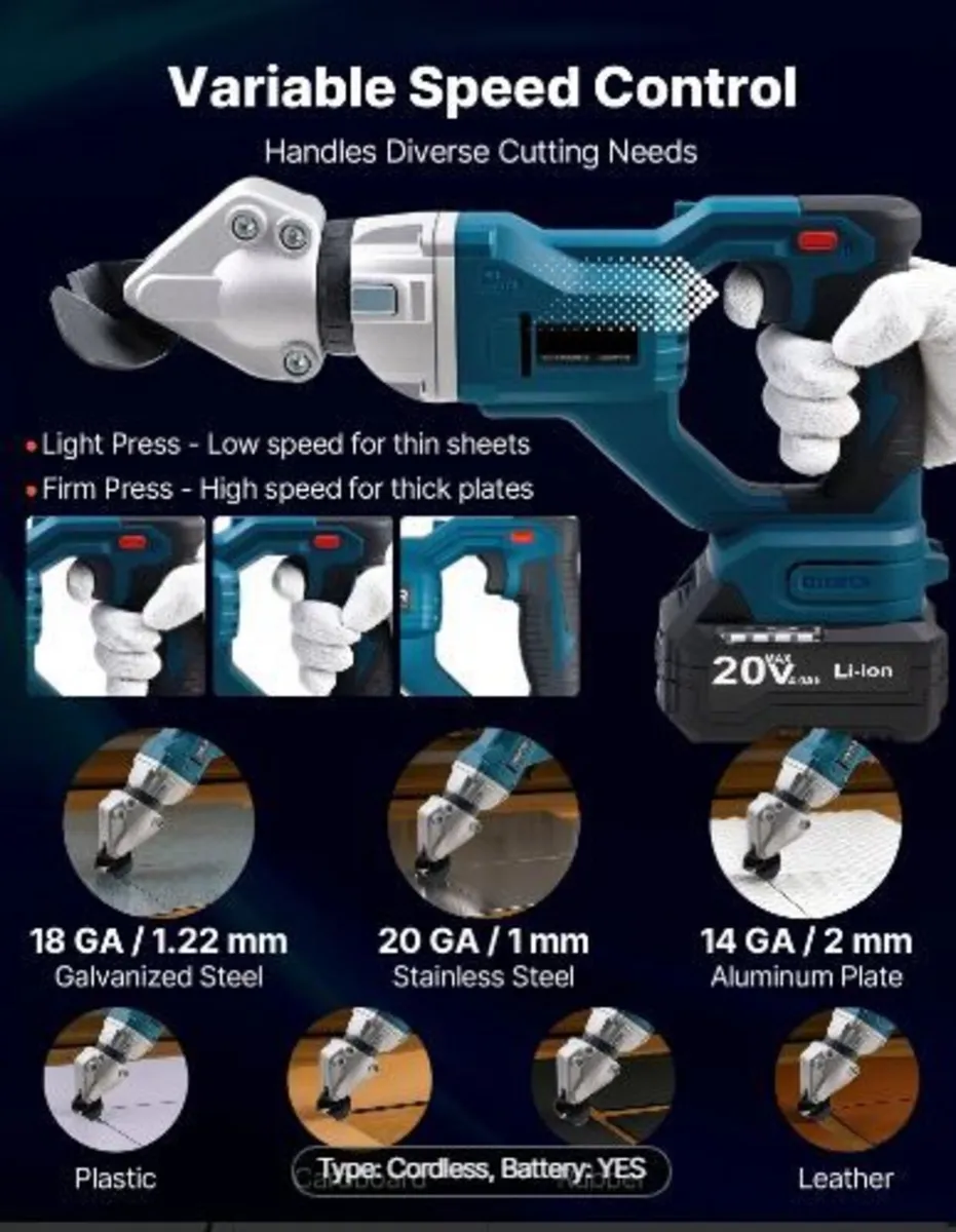 Metal Shear, Cordless Sheet Metal Cutter - Image 2