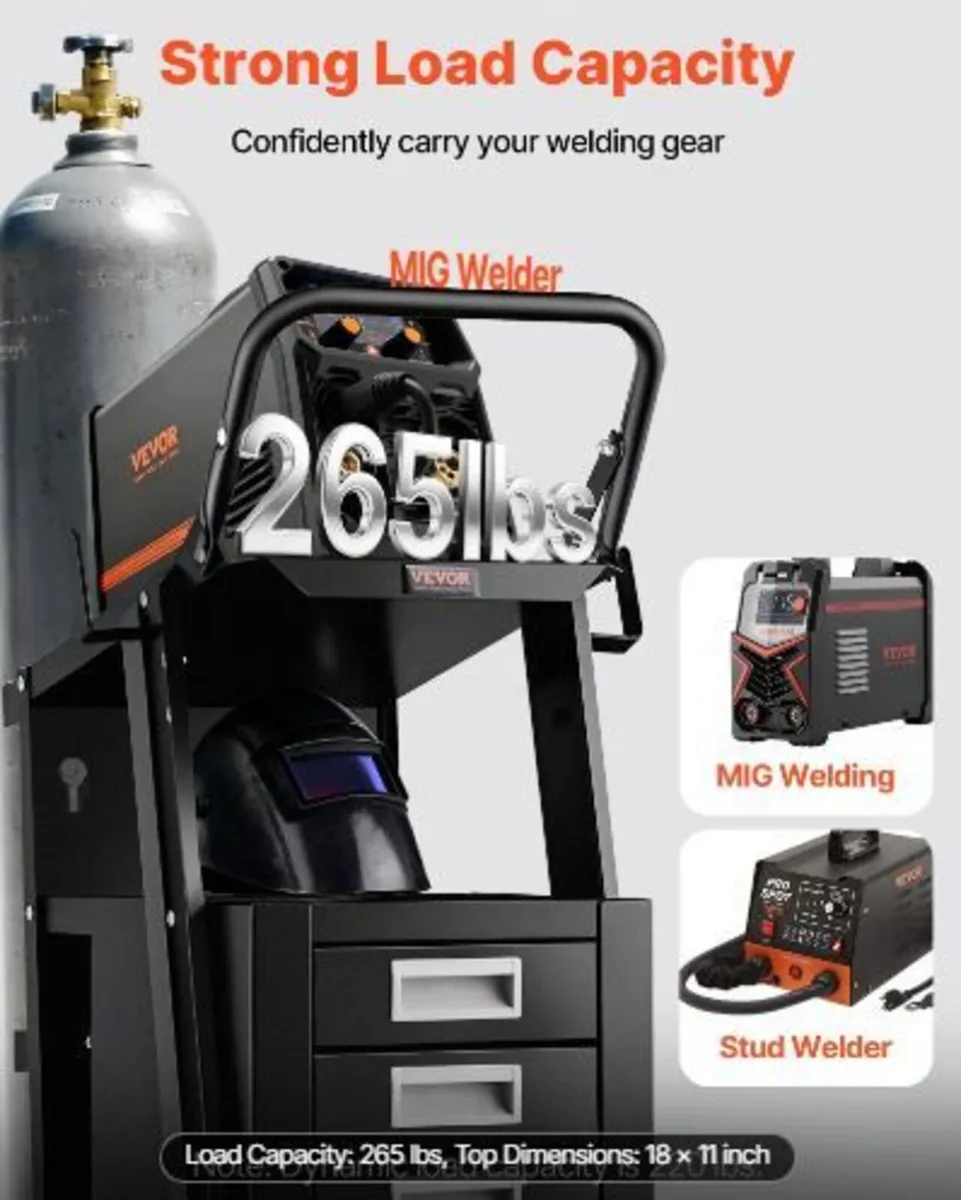 Welding Cart, 2-Tier 4 Drawers Welder Cart - Image 2
