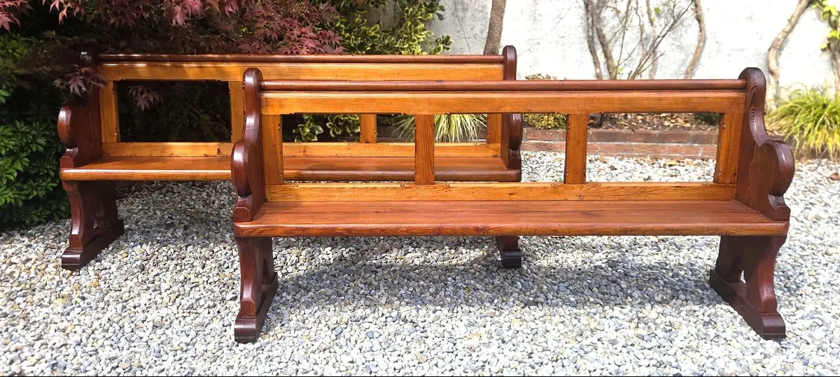 Large 6 ft. Vintage Pine Church Pew - Image 1