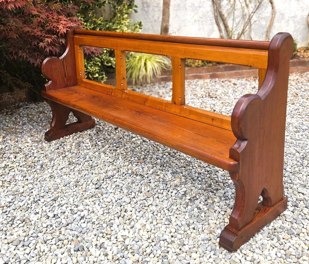 Large 6 ft. Vintage Pine Church Pew - Image 2