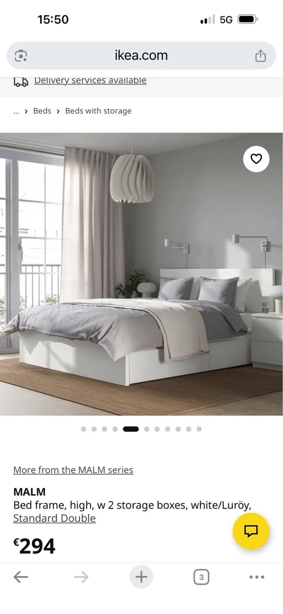 Ikea Malm Double bed and 2 lockers - Image 3