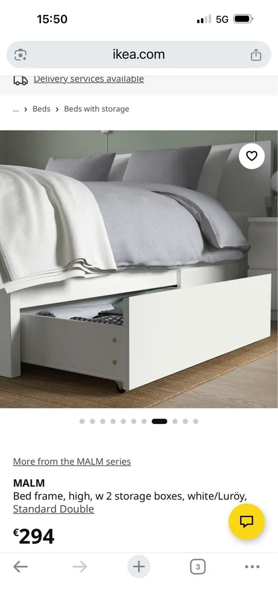 Ikea Malm Double bed and 2 lockers - Image 4