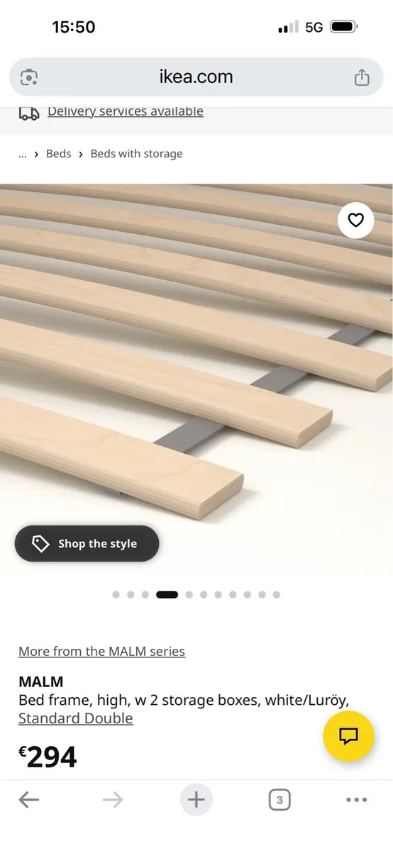 Ikea Malm Double bed and 2 lockers - Image 2