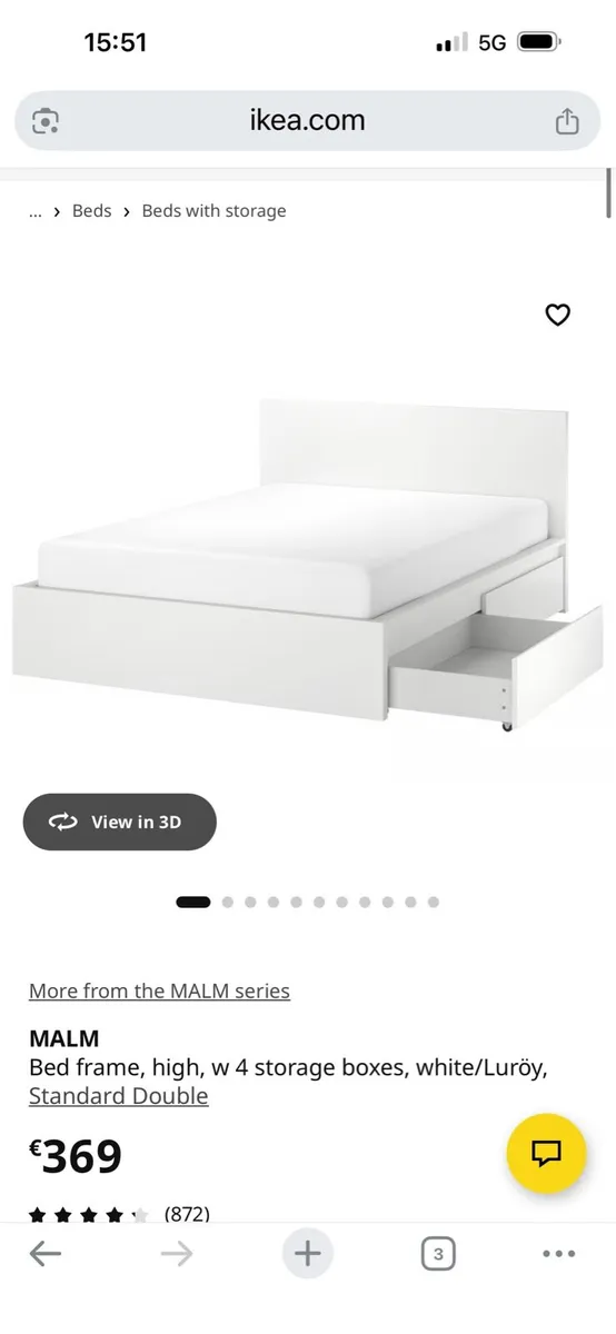Ikea Malm Double bed and 2 lockers - Image 1