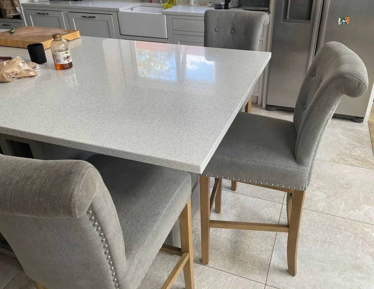 Grey barstools with oak legs (3 available) - Image 3