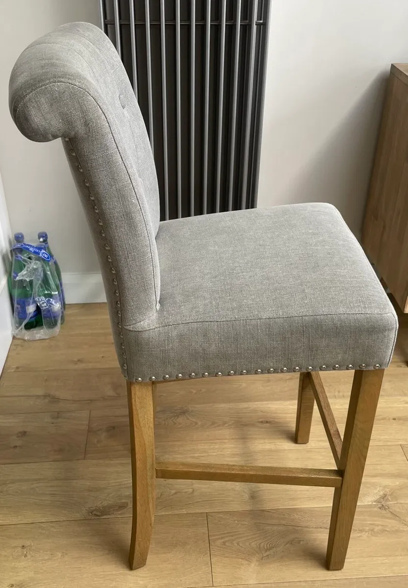 Grey barstools with oak legs (3 available) - Image 4