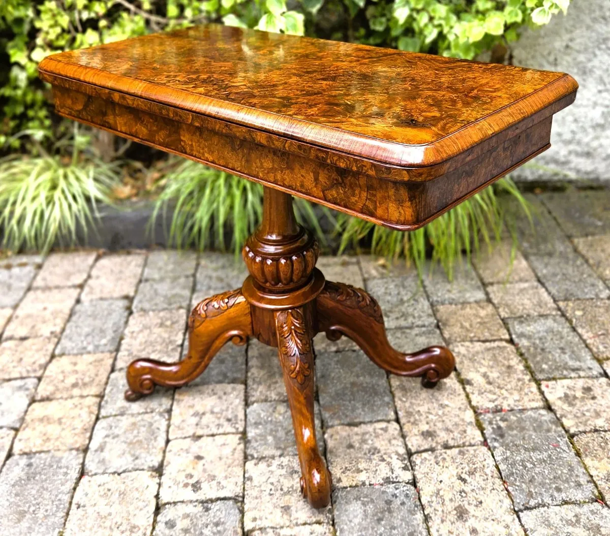 Victorian Burr Walnut Card Table- Circa 1860 - Image 2