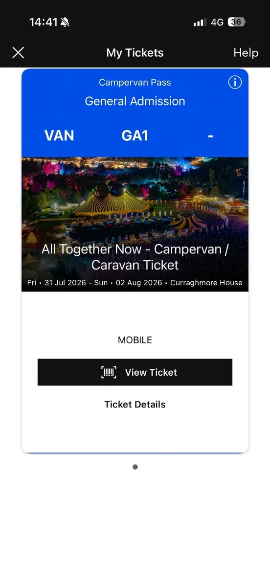 All Together Now Caravan/Campervan ticket