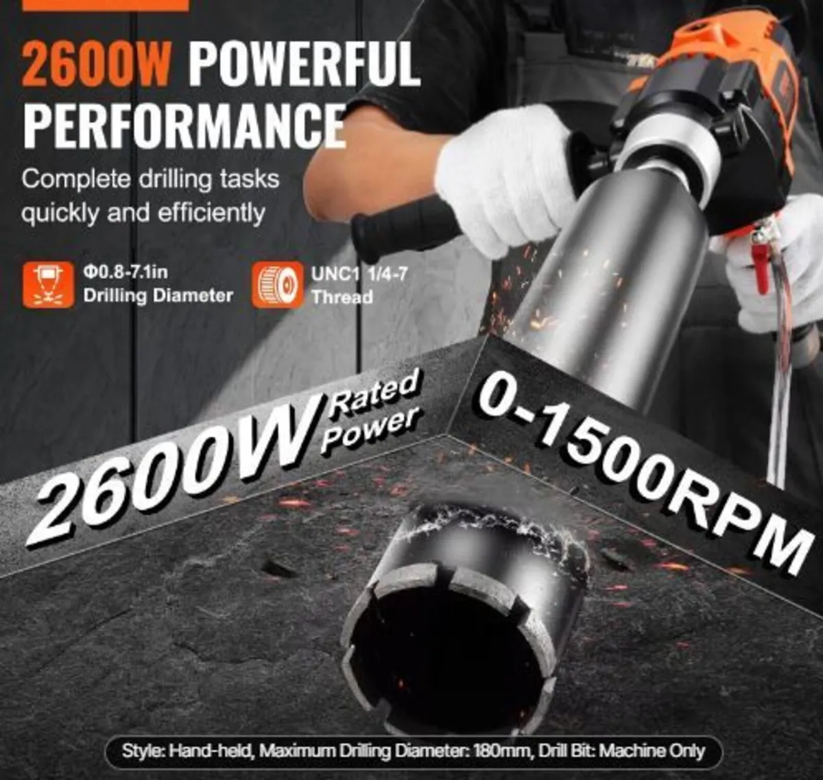 Core Drill Machine 2.03-18 cm Dia 2600W - Image 4