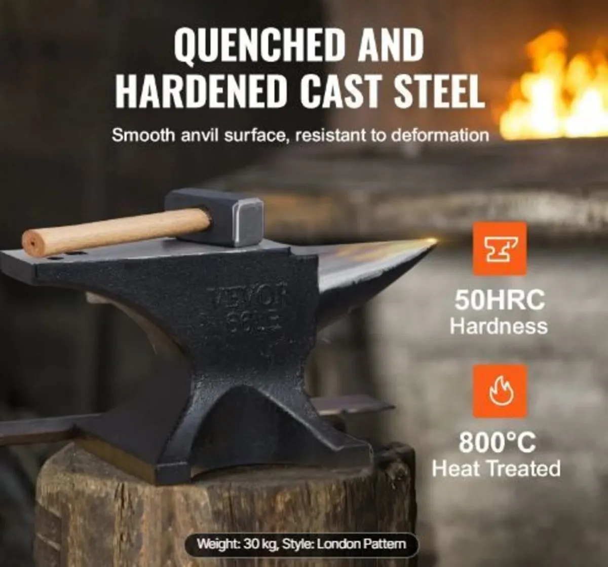 Single Horn Anvil, 29.9 kg Cast Steel Anvil - Image 3
