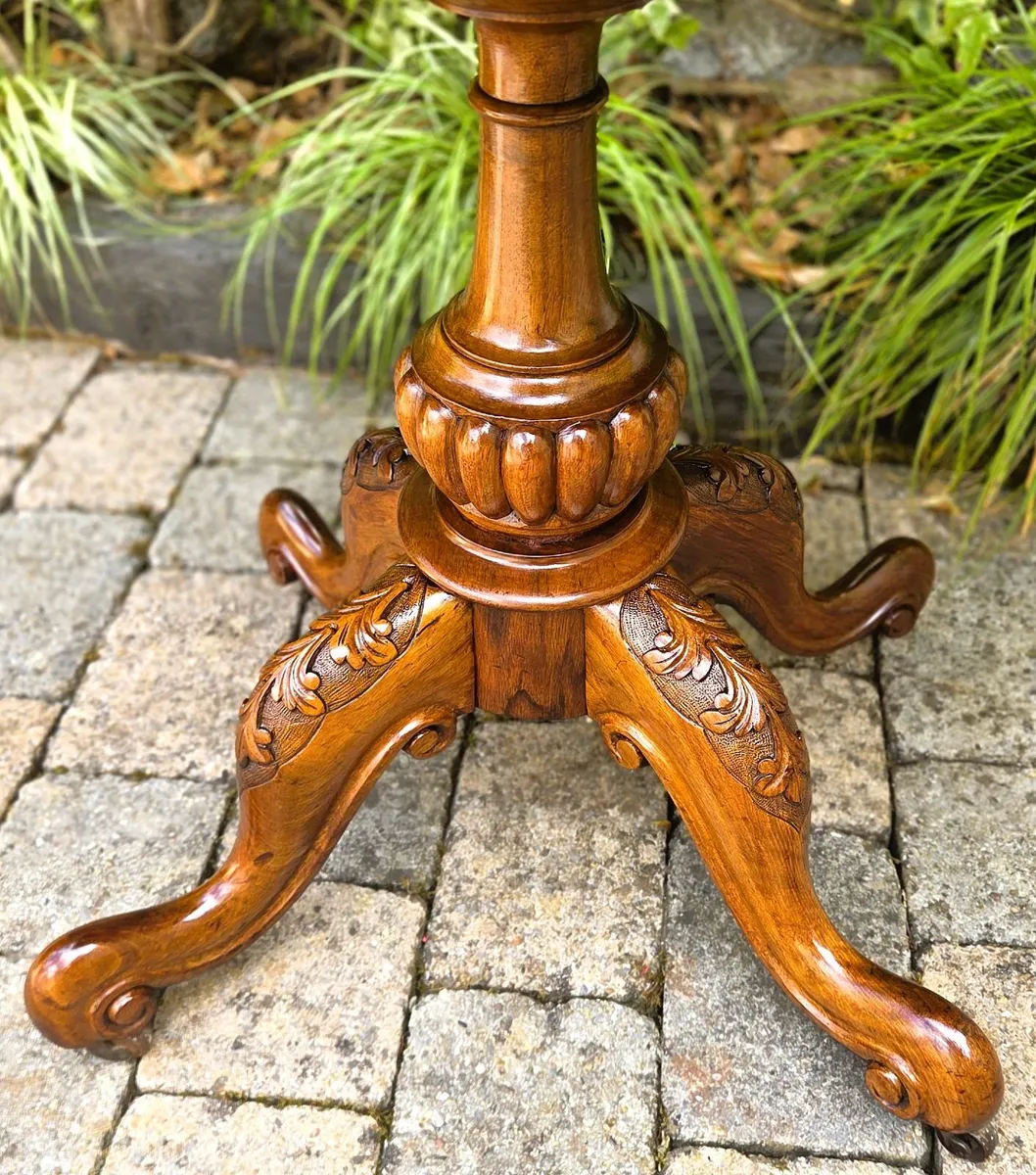 Victorian Burr Walnut Card Table- Circa 1860 - Image 4