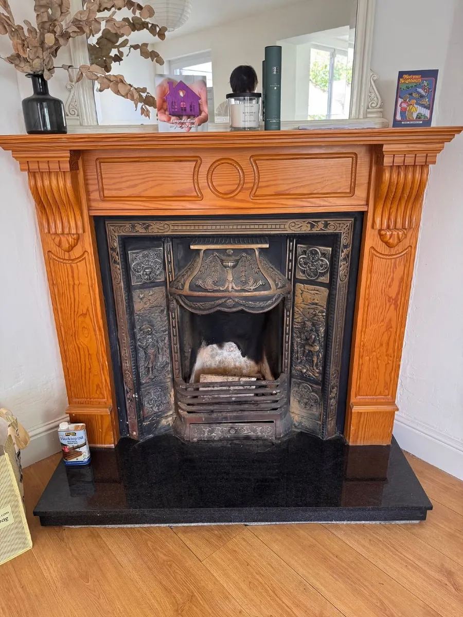 Fireplace Set - Surround +  Cast Iron Insert - Image 1