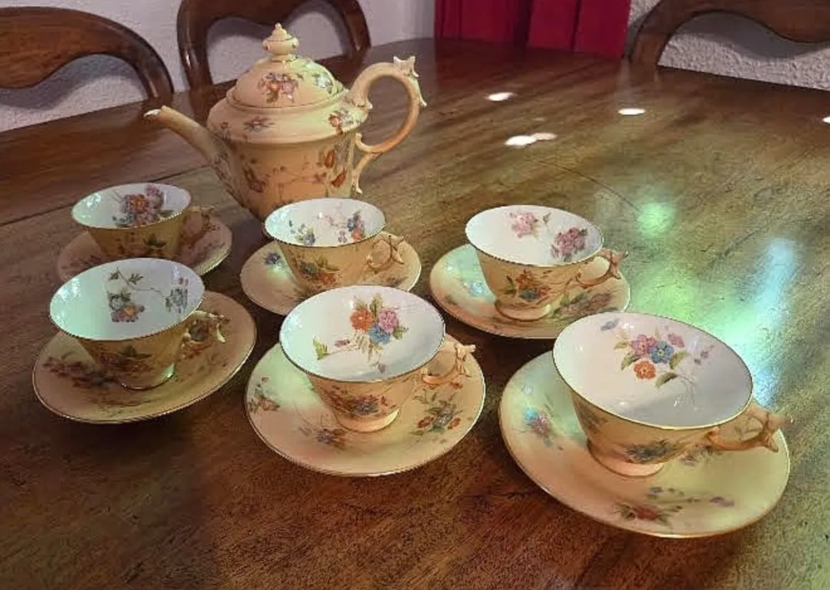 Antique English Porcelain Tea Set with Teapot - Image 1
