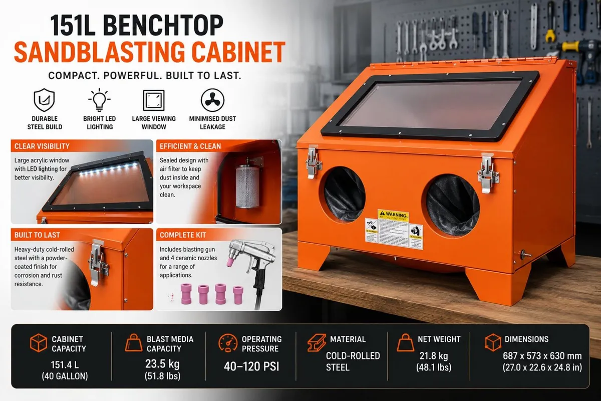 151L Benchtop Sandblasting Cabinet - Image 2